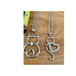 Cat Lover Necklaces Set Silver Tone Kitty Pendants Charm‎ Jewelry
